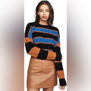 A.L.C. Roman Stripe Sweater in Cobalt Caramel Black size XS